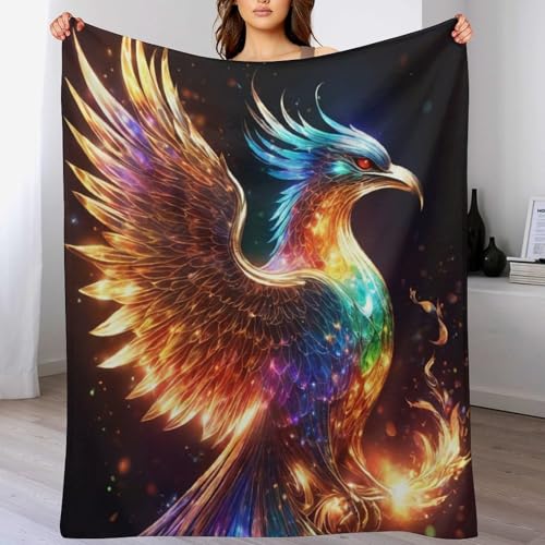 LCWWW Phönix Decke Flauschige Sofa Decken, Super Weich & Flannel Fleecedecke Als Tagesdecke, Sofaüberwurf, Wohndecke 130×180cm von LCWWW