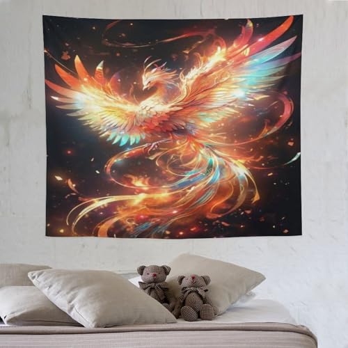 LCWWW Phönix Tapisserie Wandbehang,Polyester Wandteppich, Wandtücher Für Zimmer Wohnheim Schlafazimmer 130×150cm von LCWWW