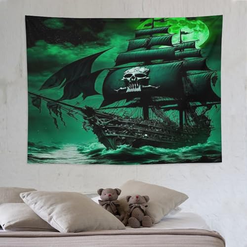 LCWWW Pirate Ship,Boot Tapisserie Wandteppiche 3D-Druck Wandteppich Wandbehang Heimdekoration Wandtep 150×200cm von LCWWW