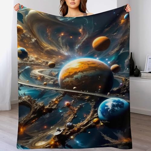 LCWWW Planet Sternry Himmel Flanell Fleece Decke, Kuscheldecken, Superweiche Leichte Flannel 3D Für Couch Bett Flauschige Wohndecke 100×130cm LCWWW Planet Sternry Himmel Flanell Fleece Decke, Kuscheldecken, Superweiche Leichte Flannel 3D Für Couch Bett Flauschige Wohndecke 100×130cm von LCWWW
