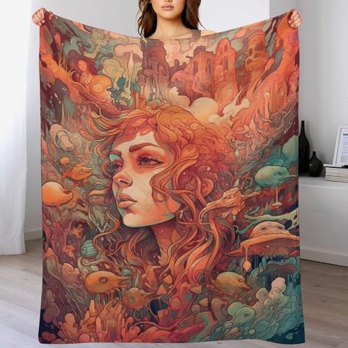 LCWWW Psychedelisch Mood Decke Flannel Sofadecke Strandtuch Teppich Picknickdecke Weich Umhang Für Schlafzimmer, Alle Jahreszeiten 150×200cm von LCWWW