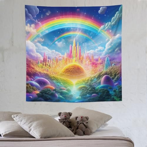 LCWWW Rainbow Schloss Wandteppich, Wandteppiche Wandkunst Für Schlafzimmer Wohnzimmer,Tapisserie Wandbehang 150×150cm LCWWW Rainbow Schloss Wandteppich, Wandteppiche Wandkunst Für Schlafzimmer Wohnzimmer,Tapisserie Wandbehang 150×150cm von LCWWW