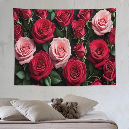 LCWWW Rose Blume Tapisserie 3D Druck Robbe Wandteppich Aesthetic Wand Teppiche,für Wohnzimmer Schlafzimme Tapestry 150×200cm von LCWWW