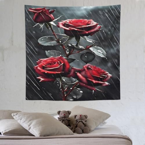 LCWWW Rose Wandteppiche Poster Ornament Wandbehang Wandteppich Wanddeko Für Wohnzimmer Schlafzimmer Tapisserie 150×150cm von LCWWW