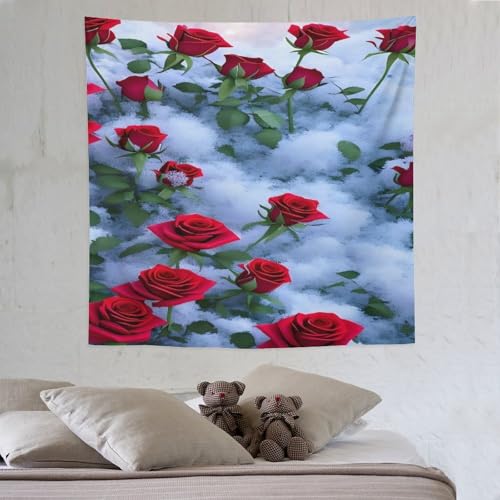 LCWWW Rose Wandteppiche Poster Ornament Wandbehang Wandteppich Wanddeko Für Wohnzimmer Schlafzimmer Tapisserie 150×150cm von LCWWW