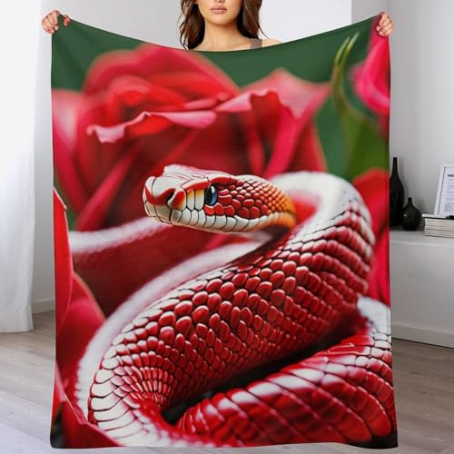 LCWWW Rote Schlange Decke Flannel Sofadecke Strandtuch Teppich Picknickdecke Weich Umhang Für Schlafzimmer, Alle Jahreszeiten 180×200cm von LCWWW