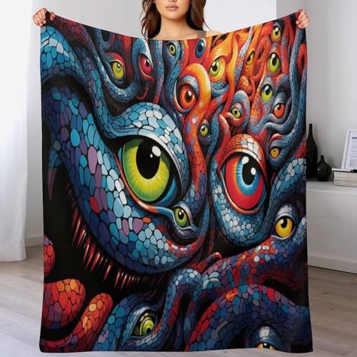LCWWW Schlange Decke - Flannel Fleecedecke Auch Als Wohndecke, Tagesdecke, Wohnzimmer Geeignet - Überwurf Decken Sofa & Couch, 180×200cm von LCWWW