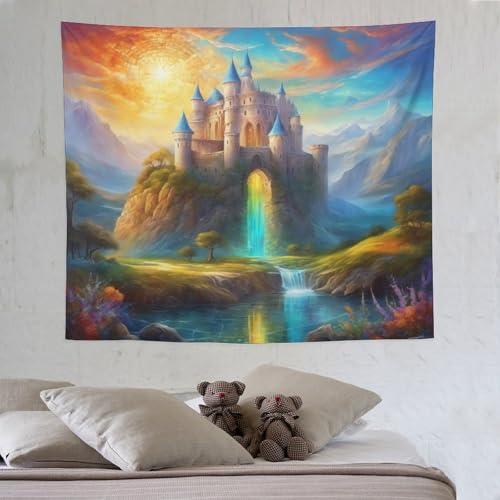 LCWWW Schloss Tapisserie Wandbehang,Polyester Wandteppich, Wandtücher Für Zimmer Wohnheim Schlafazimmer 130×150cm LCWWW Schloss Tapisserie Wandbehang,Polyester Wandteppich, Wandtücher Für Zimmer Wohnheim Schlafazimmer 130×150cm von LCWWW