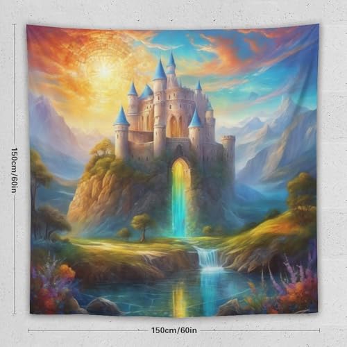 LCWWW Schloss Tapisserie Wandbehang Wandteppiche Für Schlafzimmer Wohnzimmer Wohnheim Dekor 150×150cm LCWWW Schloss Tapisserie Wandbehang Wandteppiche Für Schlafzimmer Wohnzimmer Wohnheim Dekor 150×150cm von LCWWW