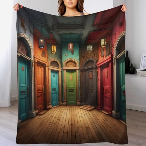 LCWWW Seltsam farbige Türen Decke Soft Flannel Fleece Überwurfdecken Für Bettwsche Sofa Schlafzimmer Decken Wohnzimmer Jahreszeiten Wohndecke 150×200cm LCWWW Seltsam farbige Türen Decke Soft Flannel Fleece Überwurfdecken Für Bettwsche Sofa Schlafzimmer Decken Wohnzimmer Jahreszeiten Wohndecke 150×200cm von LCWWW
