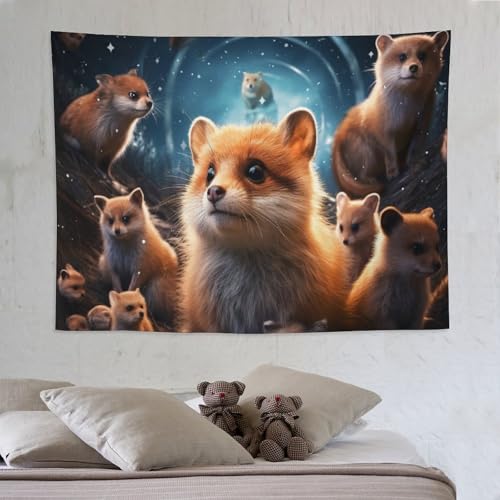 LCWWW Streifenhörnchen Tapisserie Wandbehang,Polyester Wandteppich, Wandtücher Für Zimmer Wohnheim Schlafazimmer 150×200cm von LCWWW