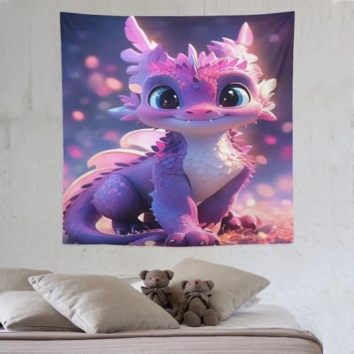 LCWWW Süßer Drache Wandteppiche Poster Ornament Wandbehang Wandteppich Wanddeko Für Wohnzimmer Schlafzimmer Tapisserie 150×150cm von LCWWW