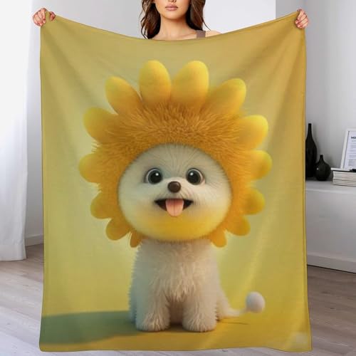 LCWWW Süßer Hund Decke Flannel Sofadecke Strandtuch Teppich Picknickdecke Weich Umhang Für Schlafzimmer, Alle Jahreszeiten 180×200cm von LCWWW