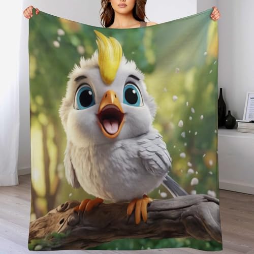 LCWWW Süßer Vogel Decke,Vier Jahreszeiten Weich Wohndecke Schlafdecke Sofadecke Pelzdecke Couchdecke Flannel Bett Decken 140×180cm von LCWWW