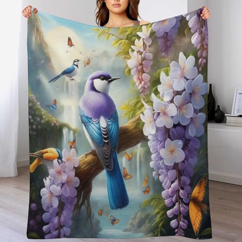 LCWWW Süßer Vogel Decke - Flannel Fleecedecke Auch Als Wohndecke, Tagesdecke, Wohnzimmer Geeignet - Überwurf Decken Sofa & Couch, 150×200cm von LCWWW