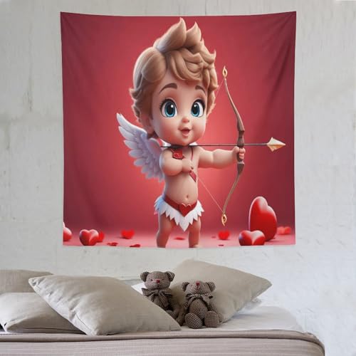 LCWWW Süßer kleiner Engel Wandteppich Wandbehang Für Wohnzimmer Tapisserie Schlafzimmer Wohnheim Wandtuch Wanddeko 150×150cm von LCWWW