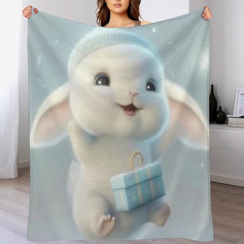 LCWWW Süßes Kaninchen Decke Flannel Sofadecke Strandtuch Teppich Picknickdecke Weich Umhang Für Schlafzimmer, Alle Jahreszeiten 100×130cm von LCWWW