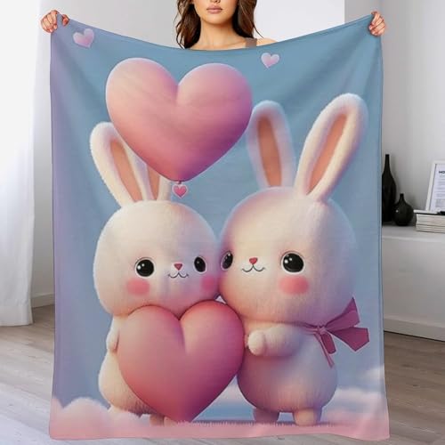 LCWWW Süßes Kaninchen Decke Flannel Sofadecke Strandtuch Teppich Picknickdecke Weich Umhang Für Schlafzimmer, Alle Jahreszeiten 140×180cm von LCWWW