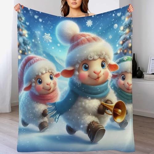 LCWWW Süßes Schaf Decke - Flannel Fleecedecke Auch Als Wohndecke, Tagesdecke, Wohnzimmer Geeignet - Überwurf Decken Sofa & Couch, 180×200cm von LCWWW