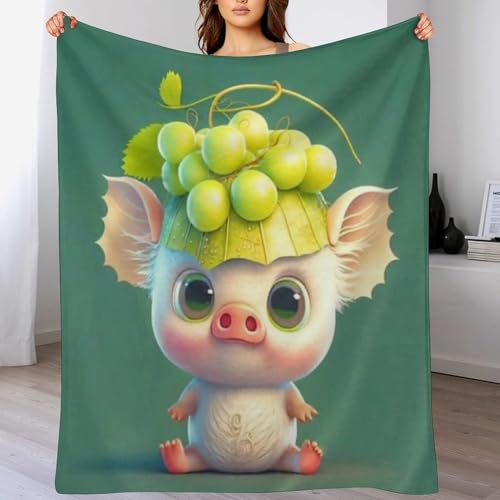 LCWWW Süßes Schwein Wohndecken Decken Flannel Decke Teppich Picknick Weich Für Schlafzimmer Sofa Outdoor Vier Jahreszeiten 180×200cm von LCWWW