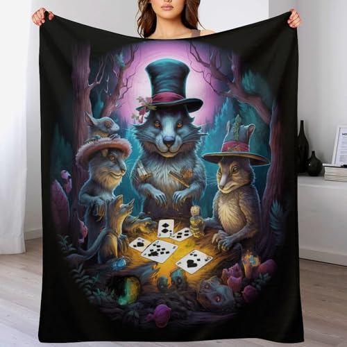 LCWWW Tiers Playing Poker Decke - Flannel Fleecedecke Auch Als Wohndecke, Tagesdecke, Wohnzimmer Geeignet - Überwurf Decken Sofa & Couch, 130×180cm von LCWWW