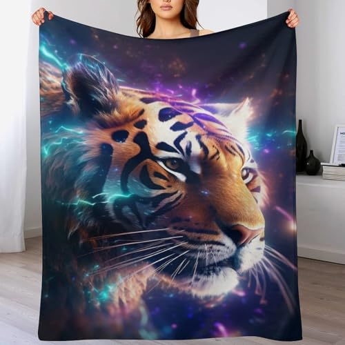 LCWWW Tiger Decke Vier Jahreszeiten Bett Wohndecke Sofadecke Couchdecke Flannel Sofaüberwurf Weich Und Flauschig Fleecedecke 180×200cm von LCWWW