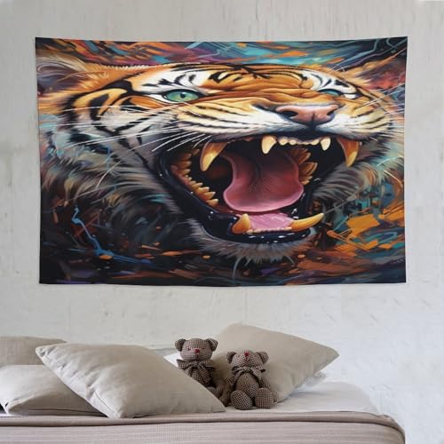 LCWWW Tiger Tapisserie, Wandteppich Wandtuch Multicolor Aus Polyester, Heimdekorationen Für Schlafzimmer Wohnzimmer Kinderzimmer, 150×230cm LCWWW Tiger Tapisserie, Wandteppich Wandtuch Multicolor Aus Polyester, Heimdekorationen Für Schlafzimmer Wohnzimmer Kinderzimmer, 150×230cm von LCWWW