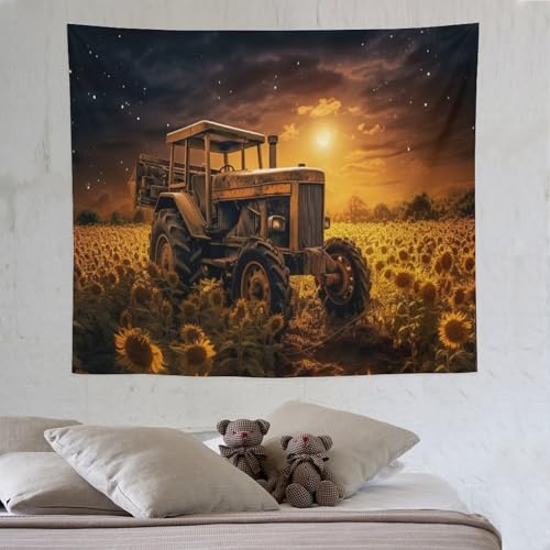 LCWWW Traktor Tapisserie, Wandteppich Wandbehang Poster Druck Schlafzimmer Wohnzimmer Zuhause Wandkunst Dekoration 130×150cm von LCWWW