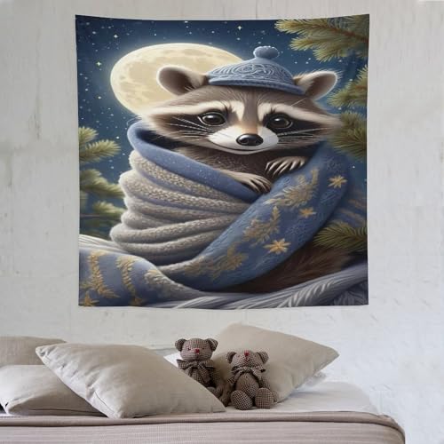LCWWW Waschbär Wandteppich 3d Drucken Wandbehang Wandteppiche Geeignet Für Raumdekoration Heim-Wanddekoration Tapisserie 150×150cm von LCWWW