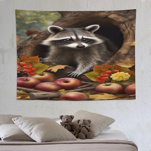 LCWWW Waschbär Wandteppiche Poster Ornament Wandbehang Wandteppich Wanddeko Für Wohnzimmer Schlafzimmer Tapisserie 150×200cm von LCWWW