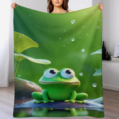LCWWW Wohndecke - Big Eyed Frosch Decke Flannel - Extra Weiche TV- Decken Vier Jahreszeiten Wohndecke Dicke Couchdecke Für Bett/Sofa 140×180cm von LCWWW