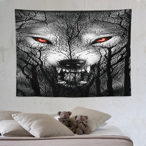 LCWWW Wolf Tapisserie Wandbehang Wandteppiche Für Schlafzimmer Wohnzimmer Wohnheim Dekor 150×200cm von LCWWW
