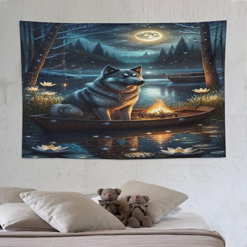 LCWWW Wolf Wandteppiche Poster Ornament Wandbehang Wandteppich Wanddeko Für Wohnzimmer Schlafzimmer Tapisserie 150×230cm von LCWWW
