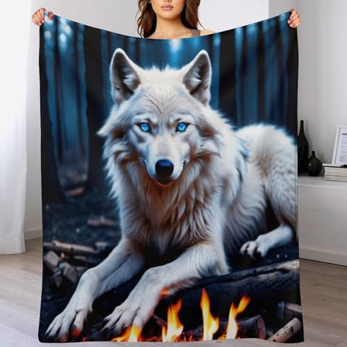 LCWWW Wolf Wohndecken Decken Flannel Decke Teppich Picknick Weich Für Schlafzimmer Sofa Outdoor Vier Jahreszeiten 130×180cm von LCWWW
