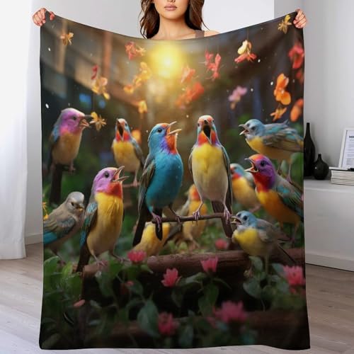 LCWWW süßer Vogel Wohndecken Decken Flannel Decke Teppich Picknick Weich Für Schlafzimmer Sofa Outdoor Vier Jahreszeiten 180×200cm von LCWWW