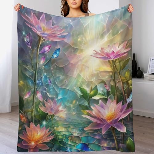 Lotus Flannel Fleece Wohndecken Kuscheldecken, Superweiche, Flauschige, Warme Mikrofaser Decke Für Schlafcouch,130×180cm von LCWWW