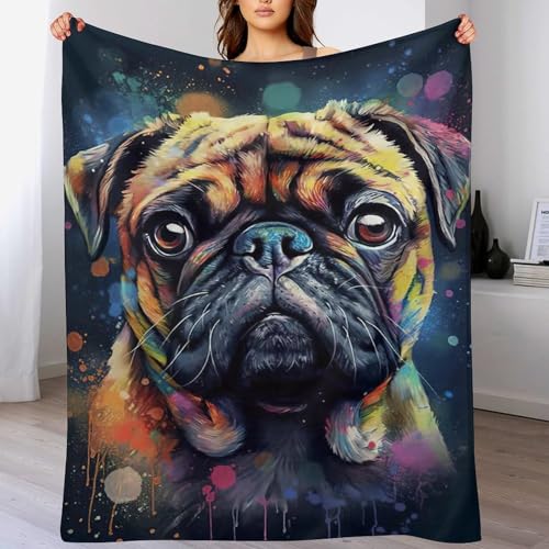 Mops Dick Decke Weich Wärme Gemütlich Flannel-Fleece Sofadecke Deckeldecke 3D Bilder Wohndecke Für Bett/Sofa 180×200cm Mops Dick Decke Weich Wärme Gemütlich Flannel-Fleece Sofadecke Deckeldecke 3D Bilder Wohndecke Für Bett/Sofa 180×200cm von LCWWW