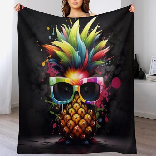 Obst Ananas Decke Flannel Decken Warm Wohndecke Weiche Fleecedecke Als Sofaüberwurf Couchdecke Tagesdecke Für Bett&Sofa 150×200cm von LCWWW