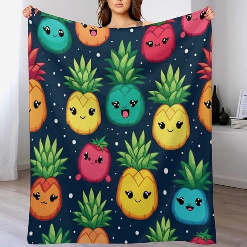 Obst Ananas Kuscheldecke Flauschig Decke, Flannel Weiche Sofadecke, Fleecedecke, Wohndecke - Pflegeleicht - Warm 130×150cm von LCWWW