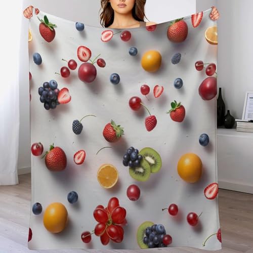 Obst Dick Decke Weich Wärme Gemütlich Flannel-Fleece Sofadecke Deckeldecke Couchdecke Vier Jahreszeiten Bett Decken 150×200cm von LCWWW
