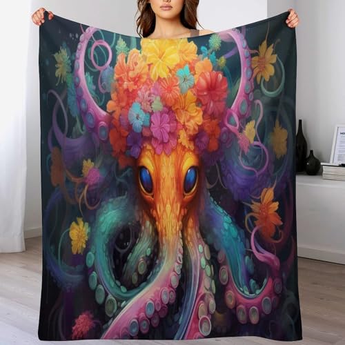 Oktopus BettDecke Sofa Warm Flannel Sofaüberwurf Decke, Dicke Sofadecke Couchdecke, Flauschige Wohndecke 180×200cm von LCWWW