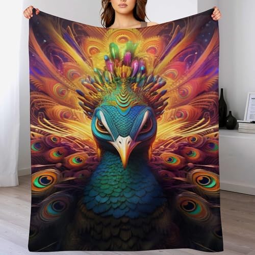 Pfau Decke Wohndecken, Warm Sofadecke/Couchdecke Aus Flannel, Fleecedecke Als Sofaüberwurf Oder Wohnzimmerdecke 130×180cm von LCWWW