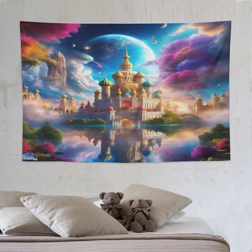 Schloss Wandteppich Kunst Wandteppiche Aesthetic Wand Teppiche,für Wohnzimmer Tapestry Schlafzimmer Tapisserie Schlafsaal Deko 150×230cm von LCWWW