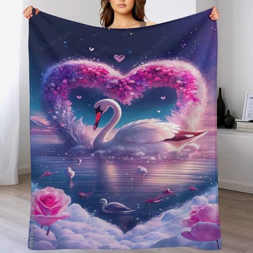 Schwan Flauschige Decke Fleecedecke Weich Und Warm Als Sofadecke, Wohndecke Oder Tagesdecke, Decken Für Couch 100×130cm von LCWWW