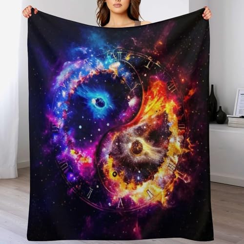 Sternenhimmel-Uhr Decke Weich Wärme Gemütlich Flannel-Fleece Sofadecke Deckeldecke Wohndecke Oder Tagesdecke, Decken Für Couch 130×180cm von LCWWW