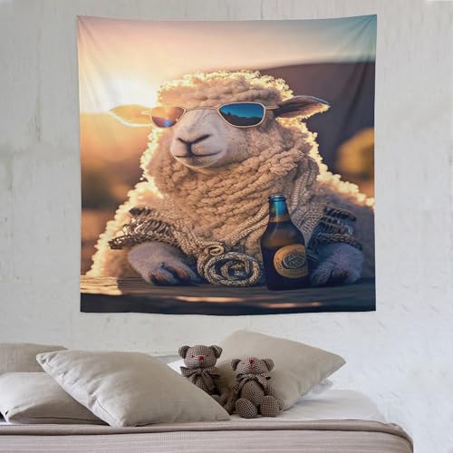 Süßes Schaf Wandteppich Kunst Wandteppiche Aesthetic Wand Teppiche,für Wohnzimmer Tapestry Schlafzimmer Tapisserie Schlafsaal Deko 150×150cm von LCWWW