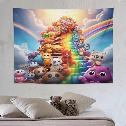 Tier-Regenbogen Leiter Wandteppich Wandbehang Für Wohnzimmer Tapisserie Schlafzimmer Wohnheim Wandtuch Wanddeko 150×200cm Tier-Regenbogen Leiter Wandteppich Wandbehang Für Wohnzimmer Tapisserie Schlafzimmer Wohnheim Wandtuch Wanddeko 150×200cm von LCWWW