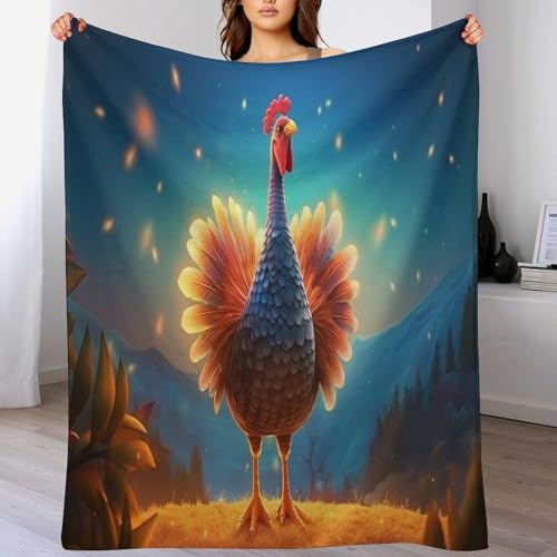 Tierhahn Flannel Fleece Wohndecken Kuscheldecken, Superweiche, Flauschige, Warme Mikrofaser Decke Für Schlafcouch,100×130cm von LCWWW