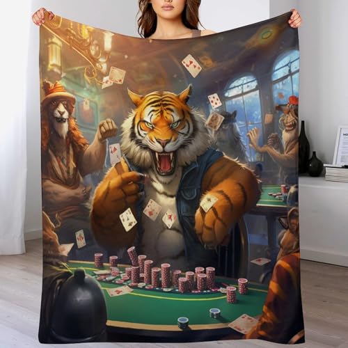 Tiger Decke, Warme Flannel Fleecedecke Als Sofadecke,Sofaüberwurf Und Bettdecke, Weiche Wohndecke Für Couch Und Sofa 130×180cm von LCWWW