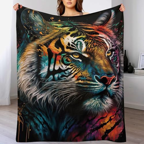Tiger Decke Kuscheldecke Mit 3D Muster Fleece Warm & Weich Flauschige Flannel Decken, Vier Jahreszeiten Bett Sofadecke 180×200cm von LCWWW